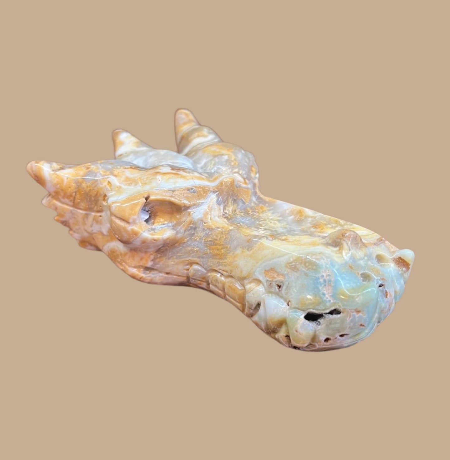 Carribean Calcite Dragon Head Carving