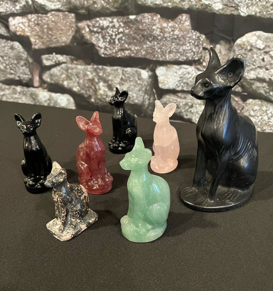 Egyptian cats crystal/stone carving-assorted