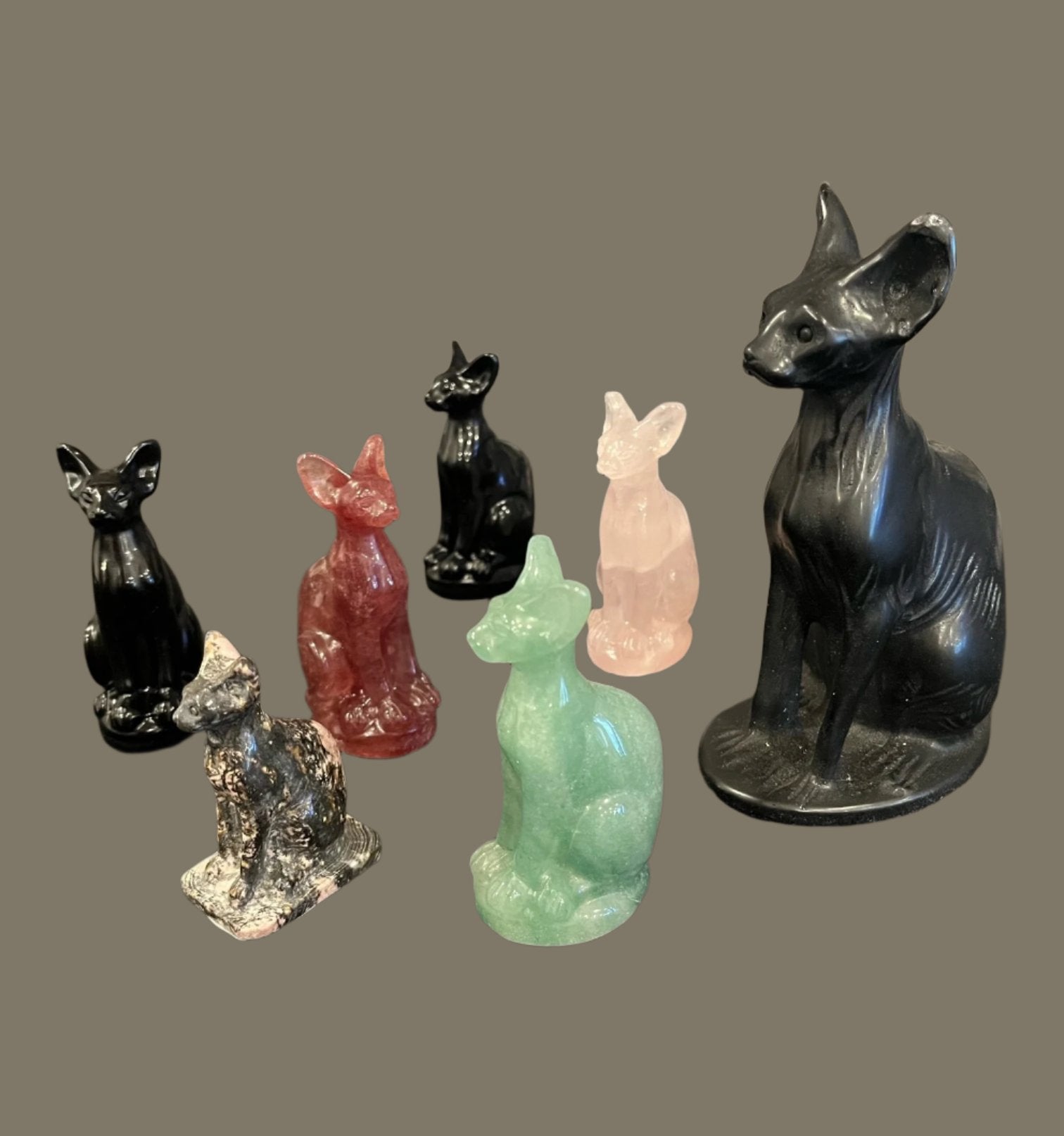 Egyptian cats crystal/stone carving-assorted
