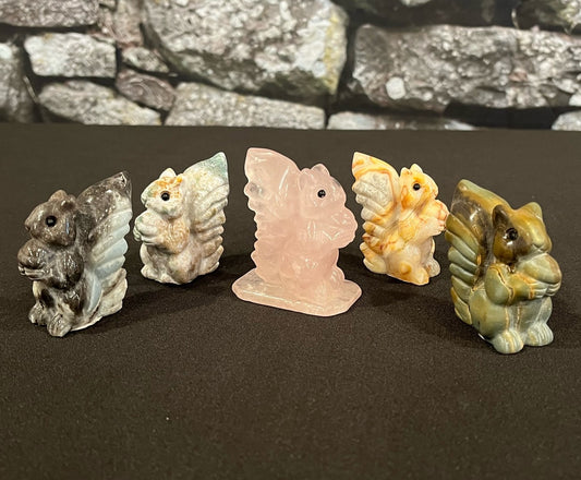 Squirrels crystal/stone carving-assorted