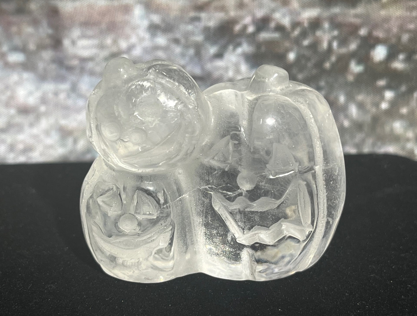 Jack-O-Lantern stack crystal/stone carving