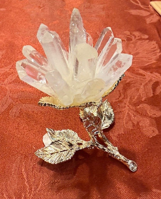 Golden Leaf, Crystal Quartz Petal Flower