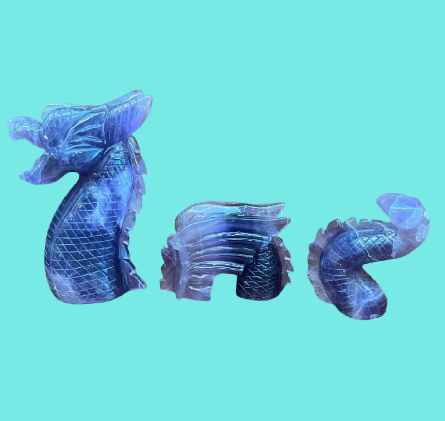 Fluorite 3 Pcs. Dragon Set