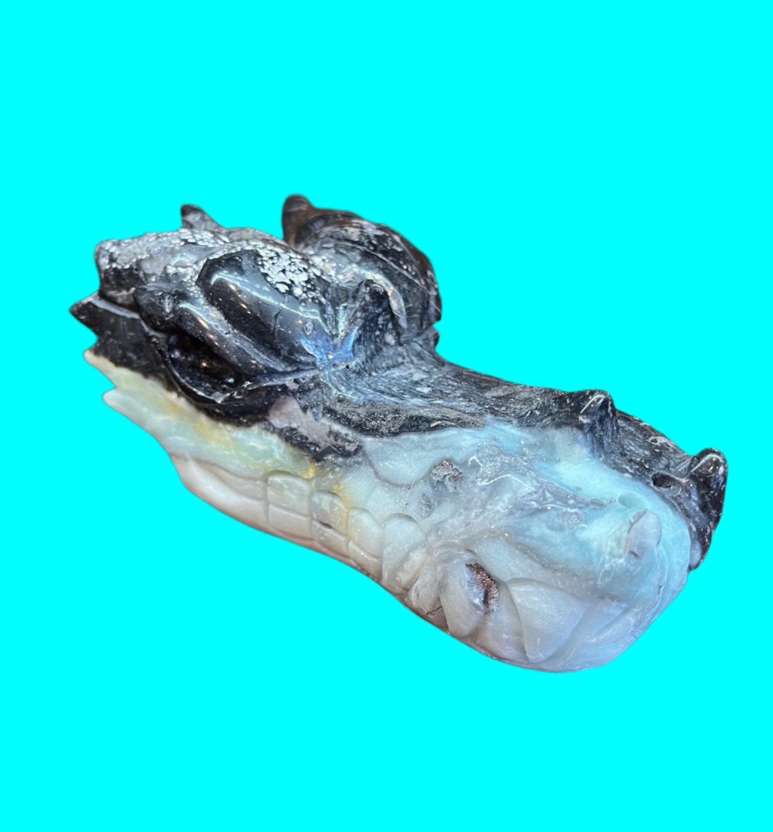 Carribean Caliste w/Pyrite Dragon Head Carving