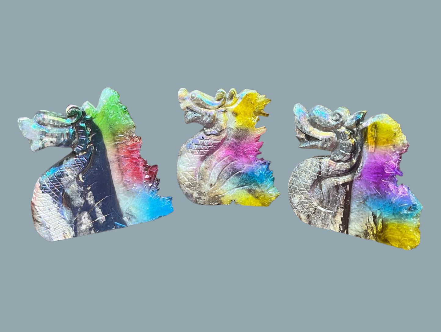 Aura Quartz Dragon Natural Crystal Carvings