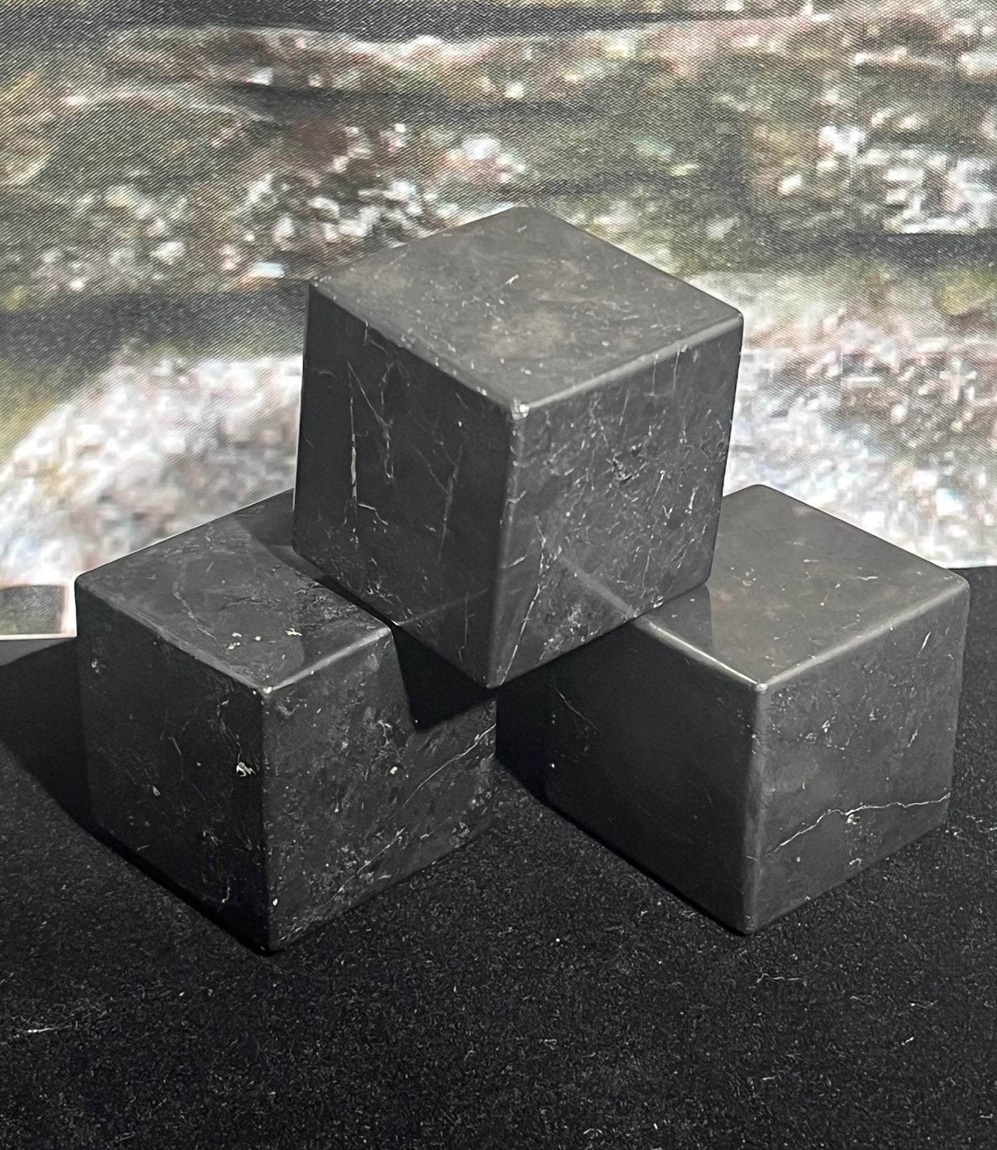 Shungite cube carving