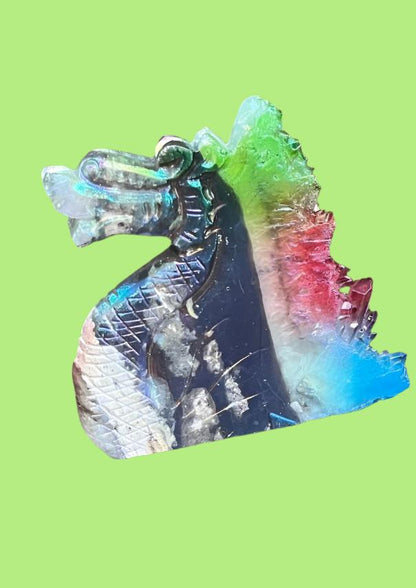 Aura Quartz Dragon Natural Crystal Carvings