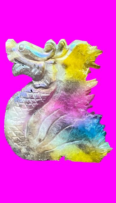 Aura Quartz Dragon Natural Crystal Carvings