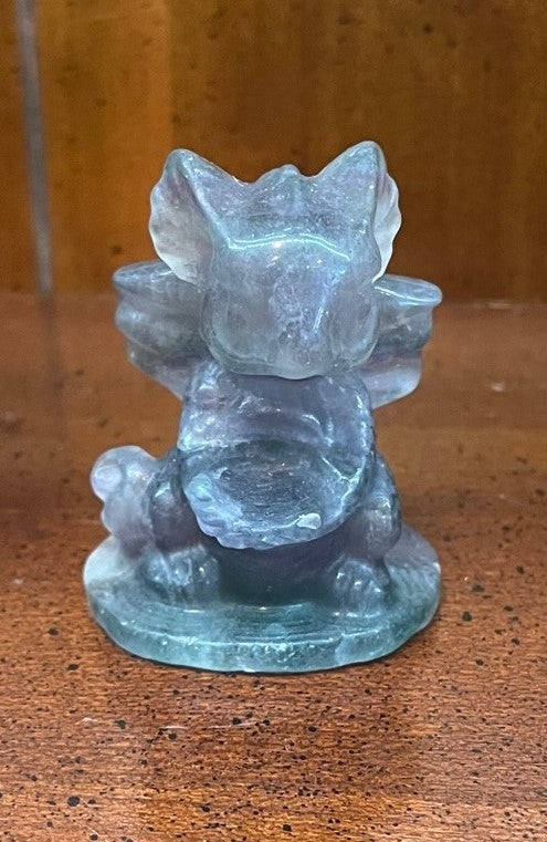 Baby dragon reading a book crystal/stone carving-assorted