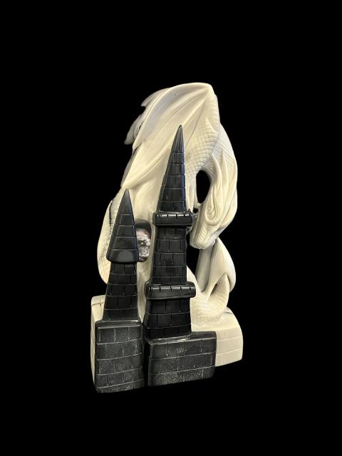 Dragon with castle towers crystal/stone carving