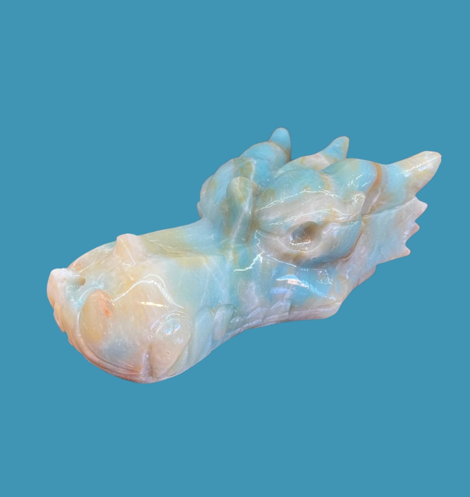 Caribbean Calcite Dragon Head Carving