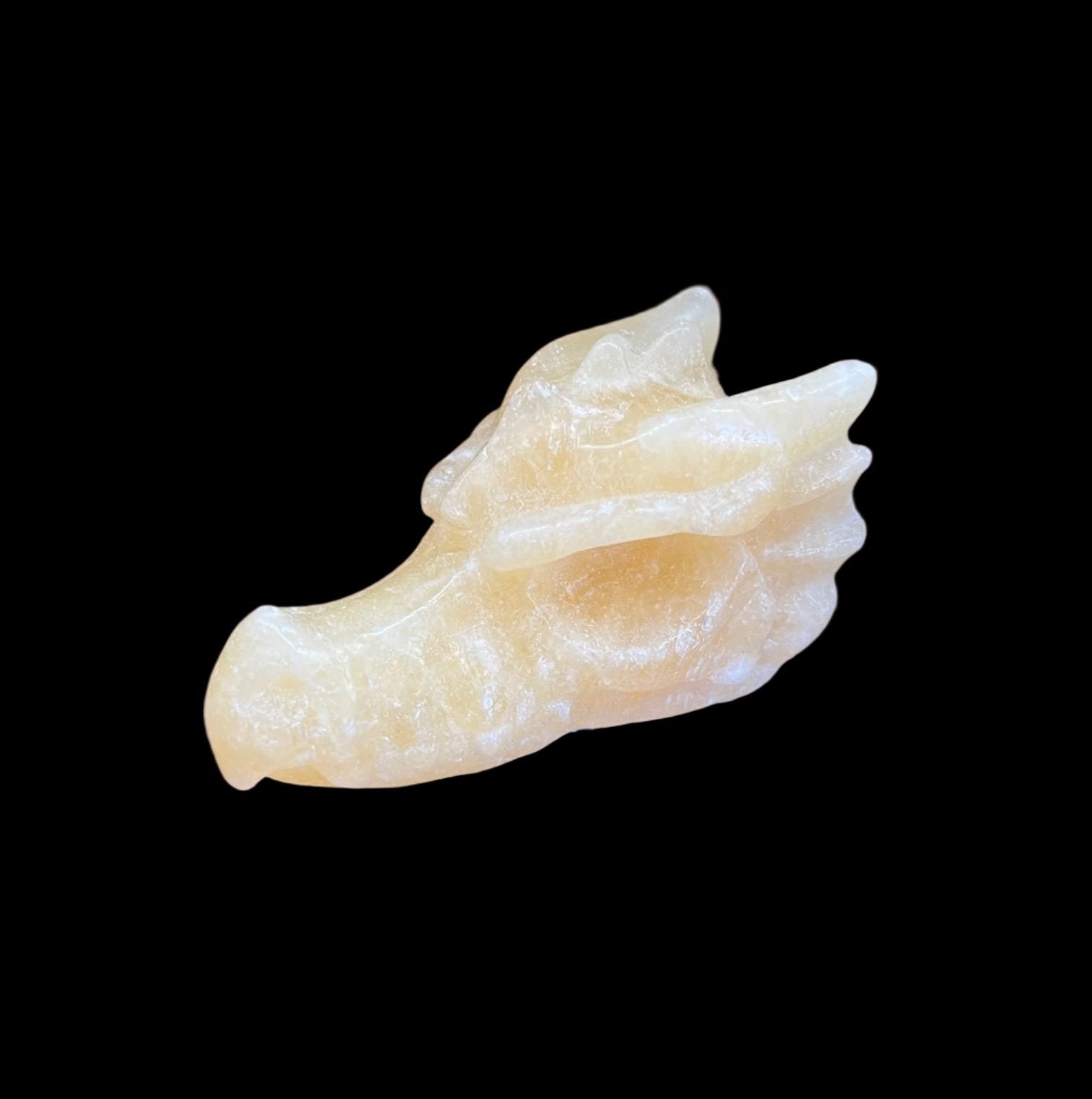 Yellow Calcite Dragon Head Carving