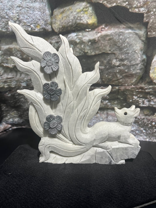 Picasso Stone Tai-Chi nine tailed fox crystal/stone carving