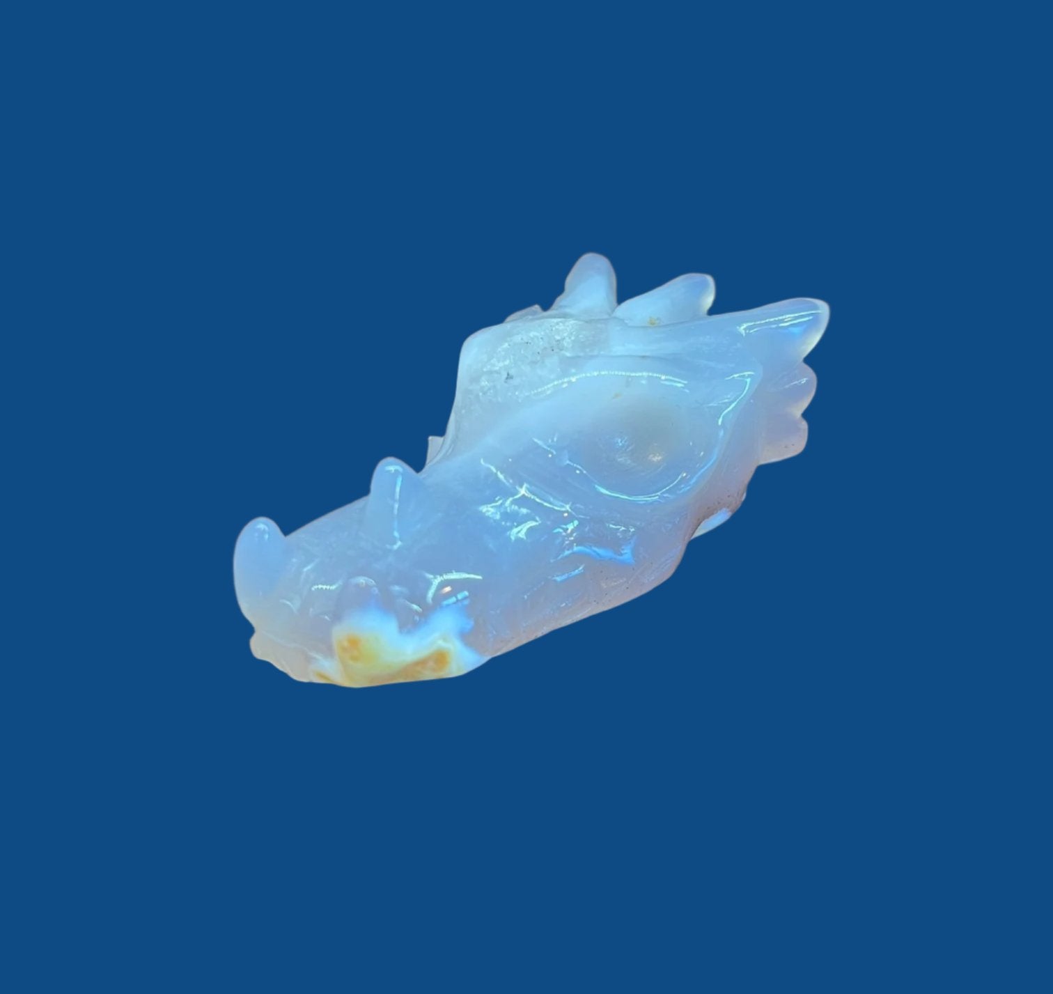 Flower Agate Dragon Head Carving