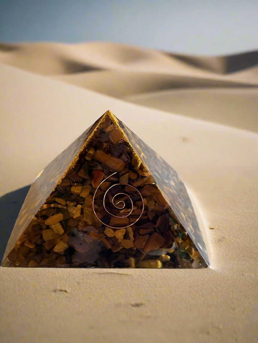 Tiger Eye Chip Orgonite Pyramid