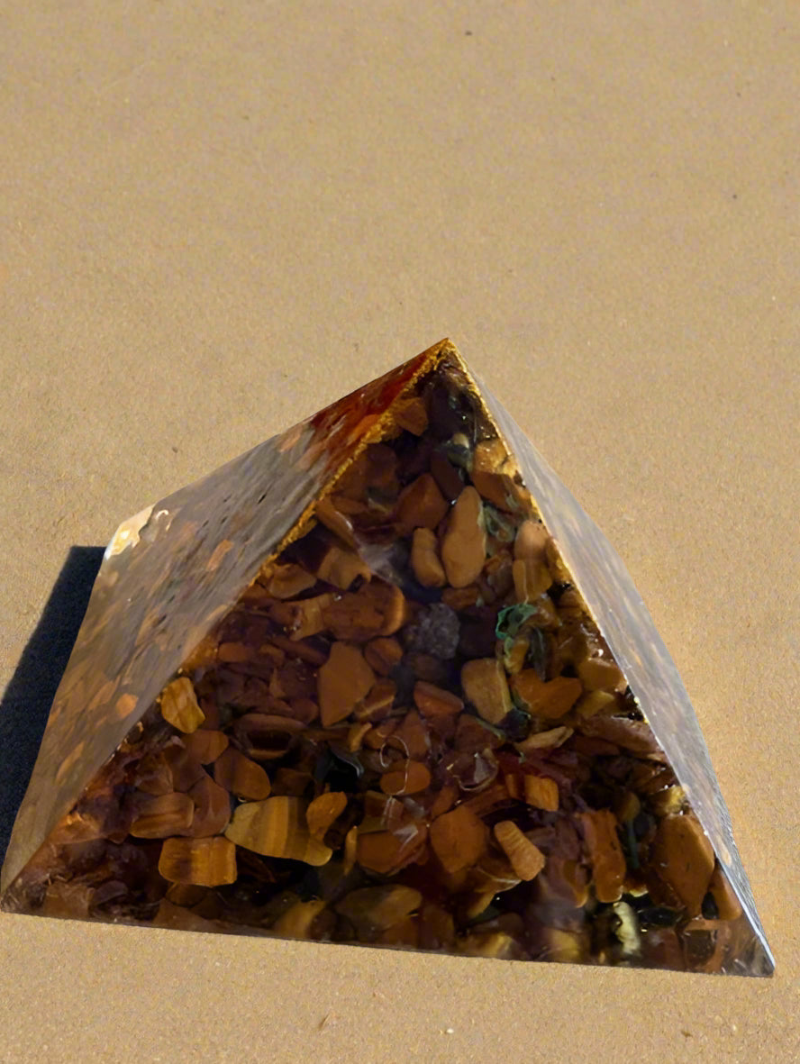 Tiger Eye Chip Orgonite Pyramid