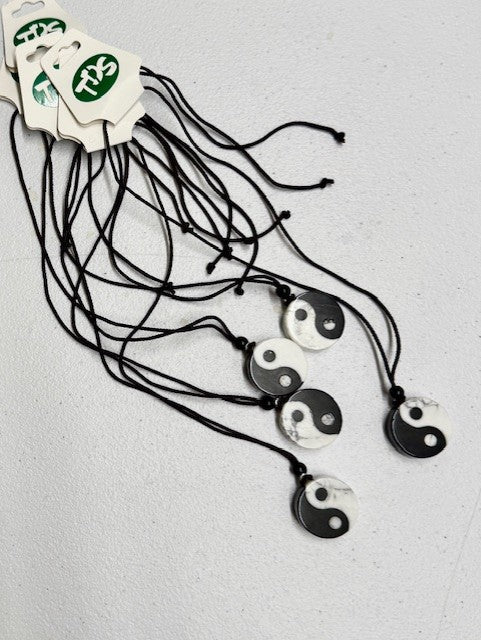 Howelite and black obsidian Yin Yang Necklace