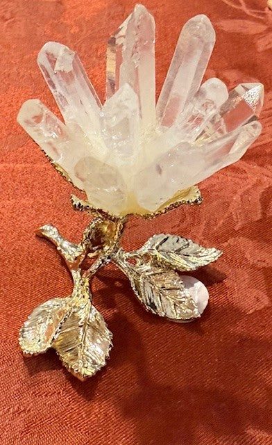 Golden Leaf, Crystal Quartz Petal Flower